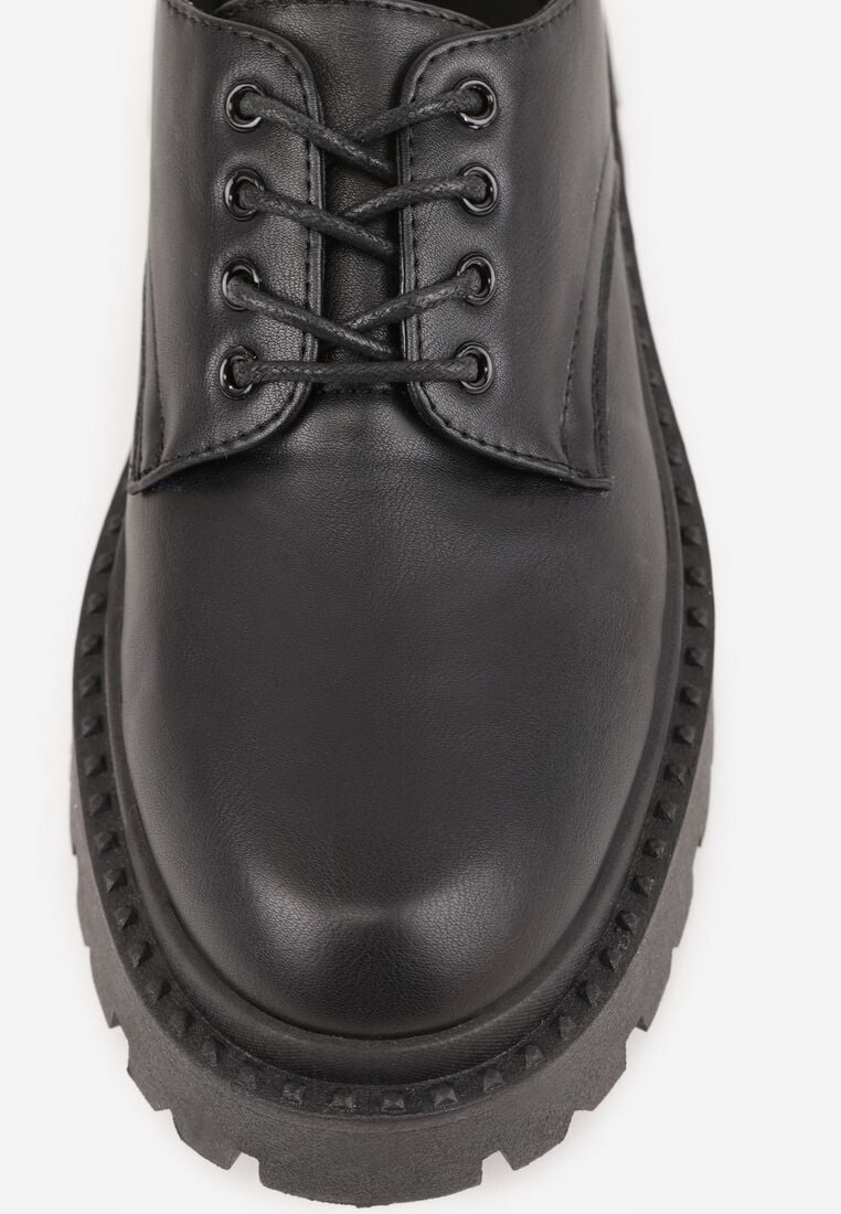 Czarne Sznurowane Półbuty Oksfordki VICES na Grubej Podeszwie Anatea 8