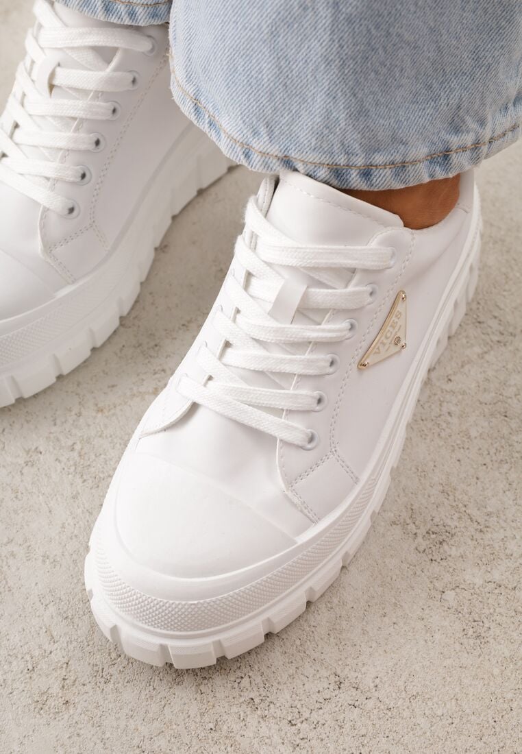 Białe Casualowe Sneakersy VICES na Grubej Podeszwie z Tłoczeniami Therelle 3