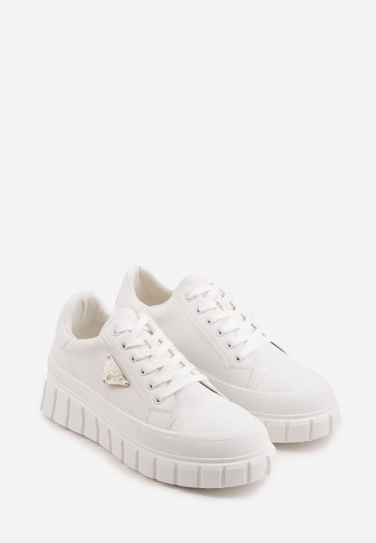 Białe Casualowe Sneakersy VICES na Grubej Podeszwie z Tłoczeniami Therelle 5