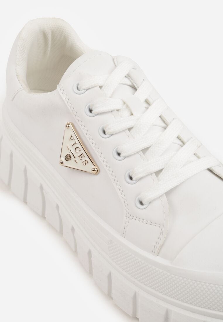 Białe Casualowe Sneakersy VICES na Grubej Podeszwie z Tłoczeniami Therelle 8