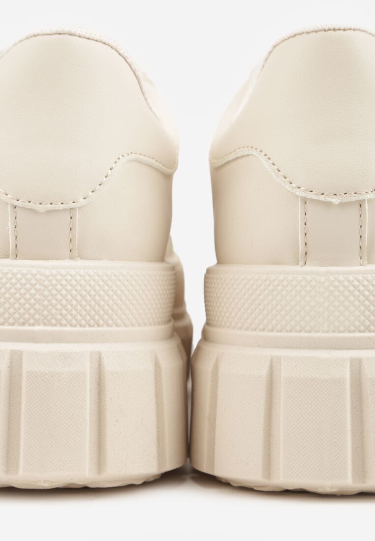 Beżowe Casualowe Sneakersy VICES na Grubej Podeszwie z Tłoczeniami Therelle 9