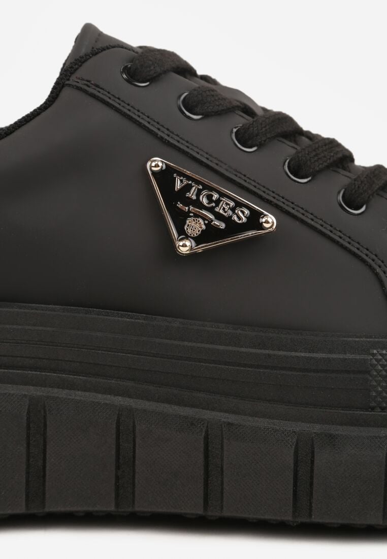 Czarne Casualowe Sneakersy VICES na Grubej Podeszwie z Tłoczeniami Therelle 8