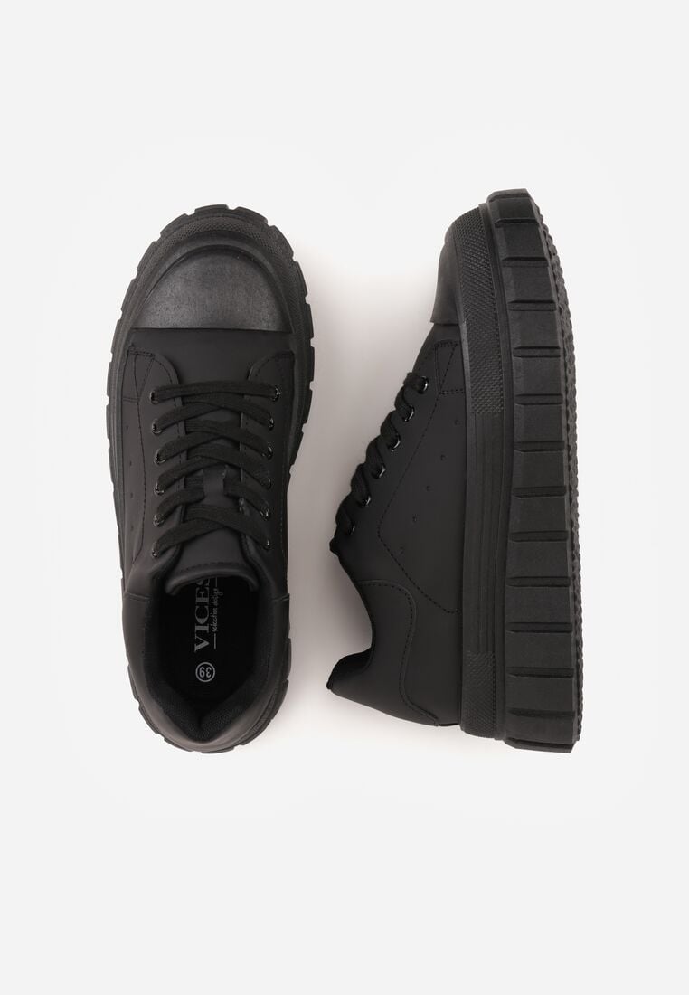 Czarne Sneakersy VICES na Grubej Tłoczonej Podeszwie z Perforacją Diomerine 6
