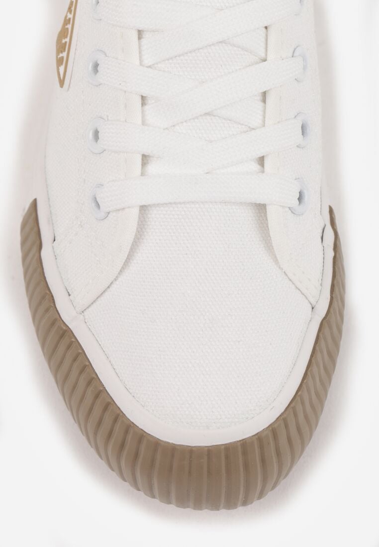 Biało-Beżowe Trampki VICES na Grubej Podeszwie z Tłoczeniami z Trójkątną Aplikacją Bolirea 8