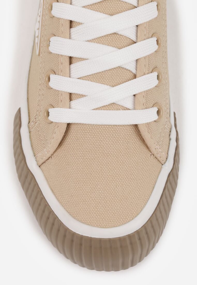 Beżowe Trampki VICES na Grubej Podeszwie z Tłoczeniami z Trójkątną Aplikacją Bolirea 8