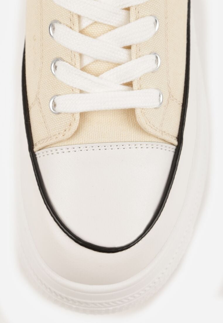 Beżowe Trampki VICES na Grubej Podeszwie Zdobione Lamówką Riosara 8