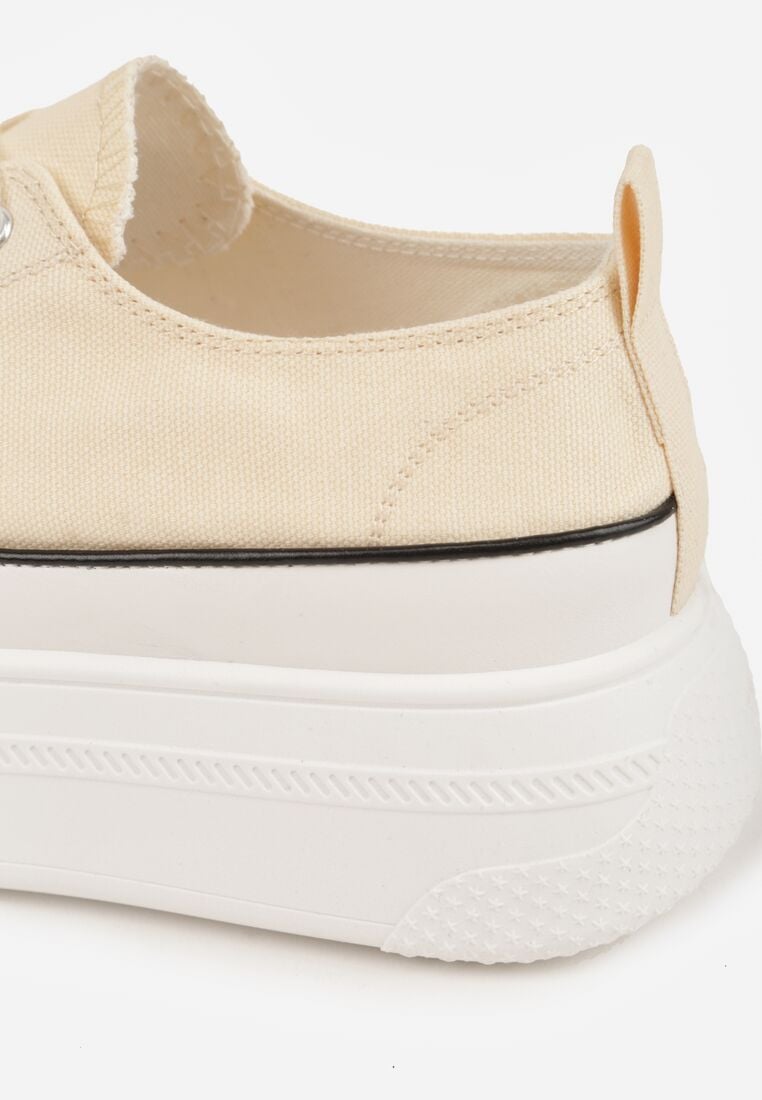 Beżowe Trampki VICES na Grubej Podeszwie Zdobione Lamówką Riosara 9