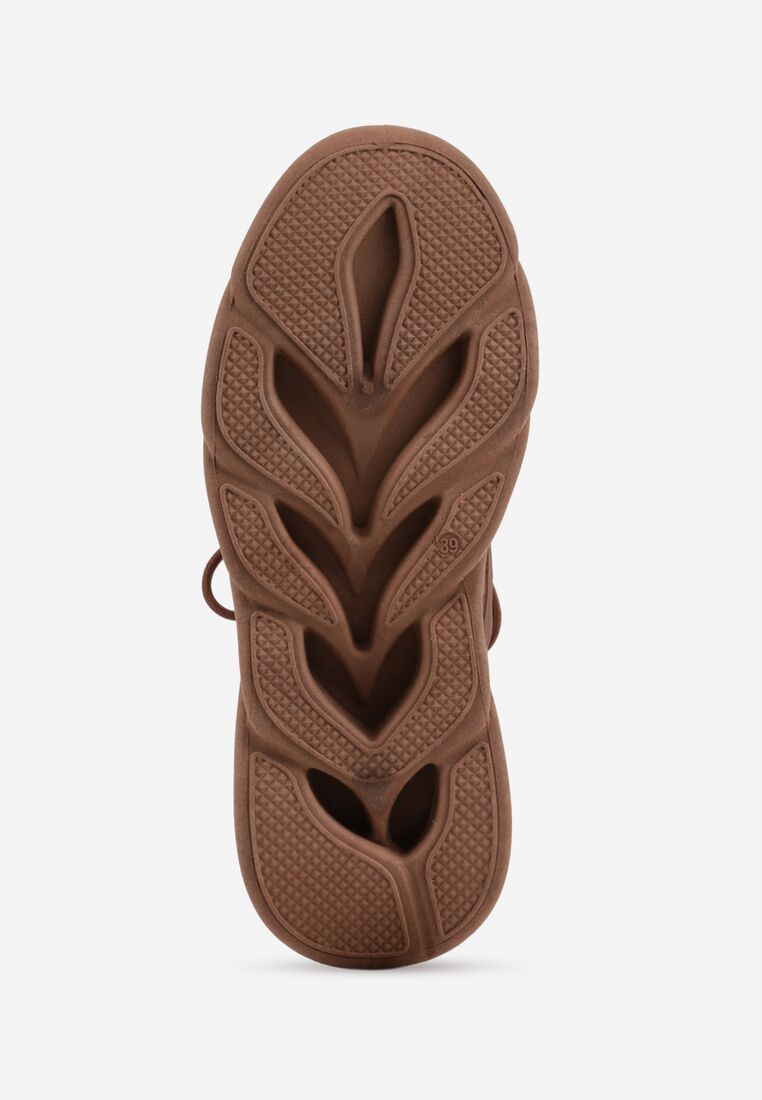 Brązowe Siateczkowe Sneakersy na Grubej Podeszwie z Perforacją Mirarien 7
