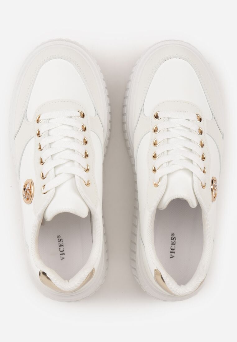 Białe Sneakersy VICES na Żłobionej Podeszwie Zdobione Elegancką Aplikacją Lunatea 6