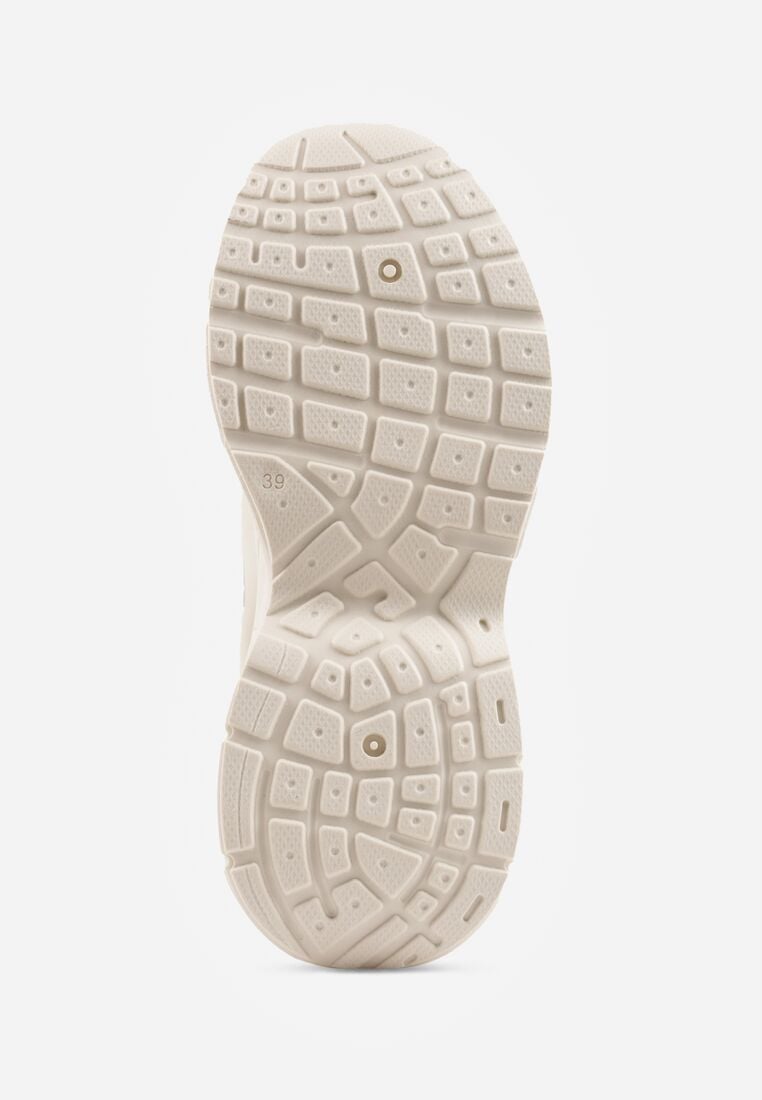 Beżowe Sneakersy VICES na Grubej Tłoczonej Podeszwie z Perforacją Elanatia 7