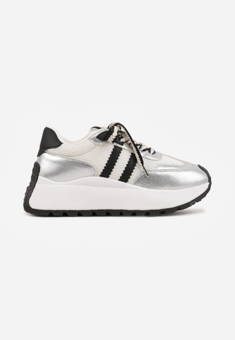 Srebrne Sneakersy VICES w Stylu Streetwearowym na Grubej Podeszwie Ilinatea 4