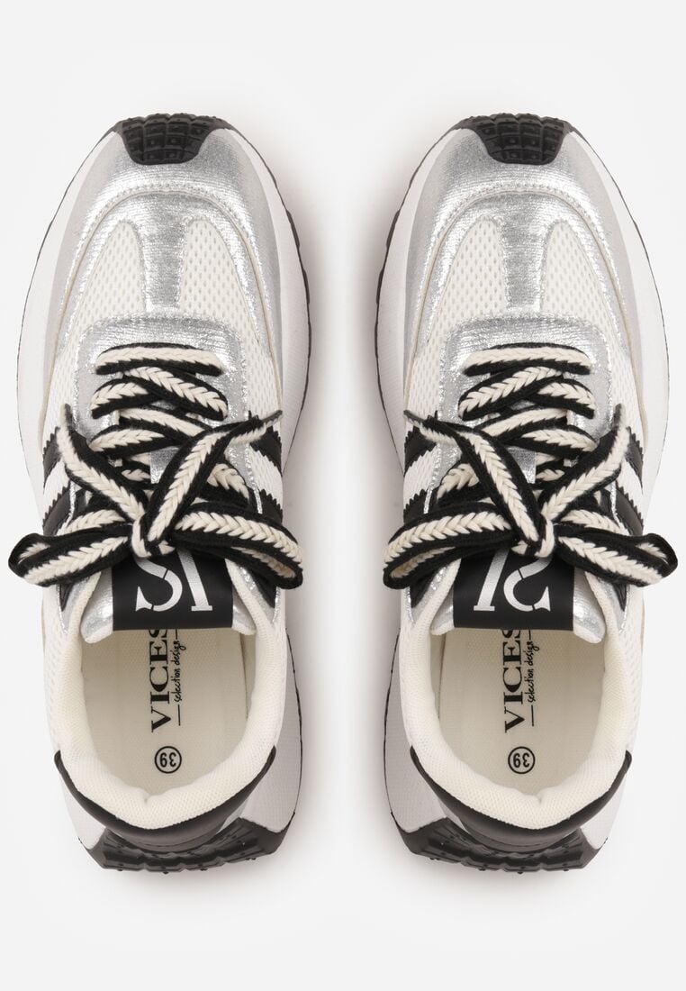Srebrne Sneakersy VICES w Stylu Streetwearowym na Grubej Podeszwie Ilinatea 6