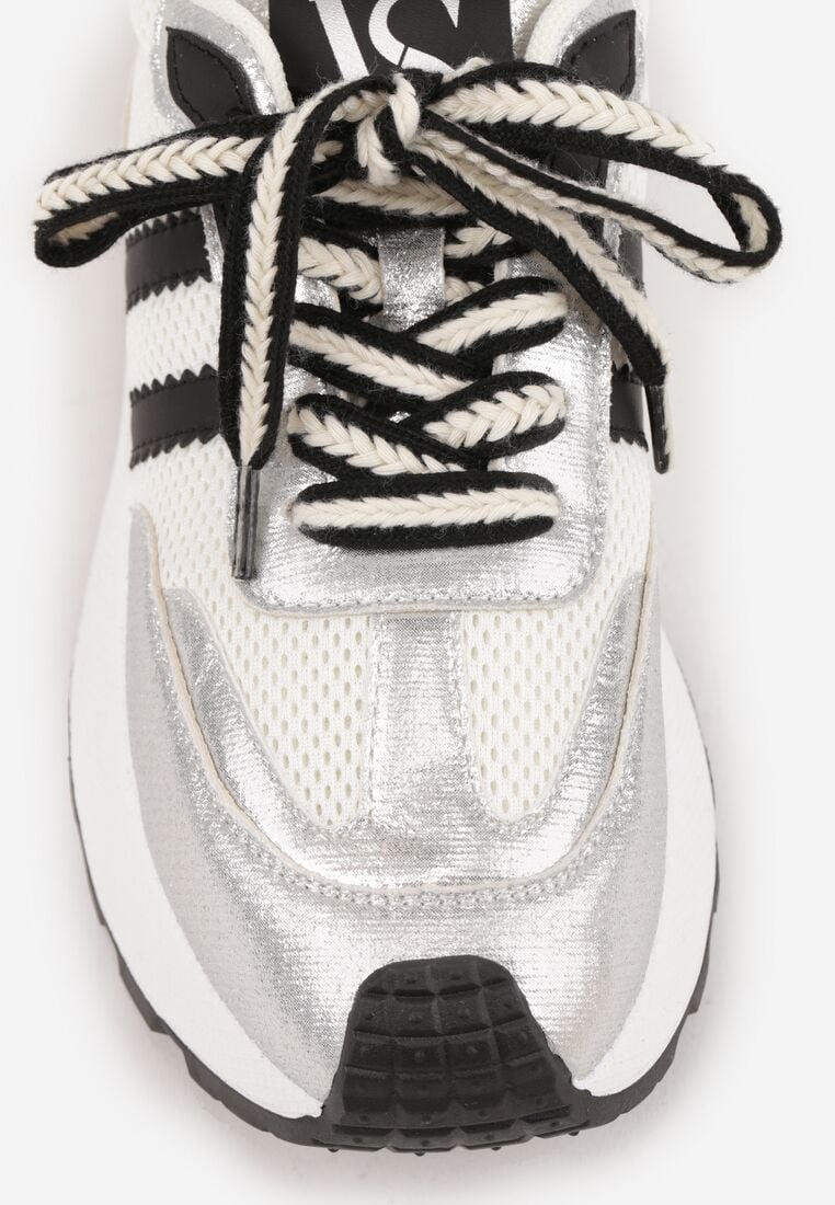 Srebrne Sneakersy VICES w Stylu Streetwearowym na Grubej Podeszwie Ilinatea 8