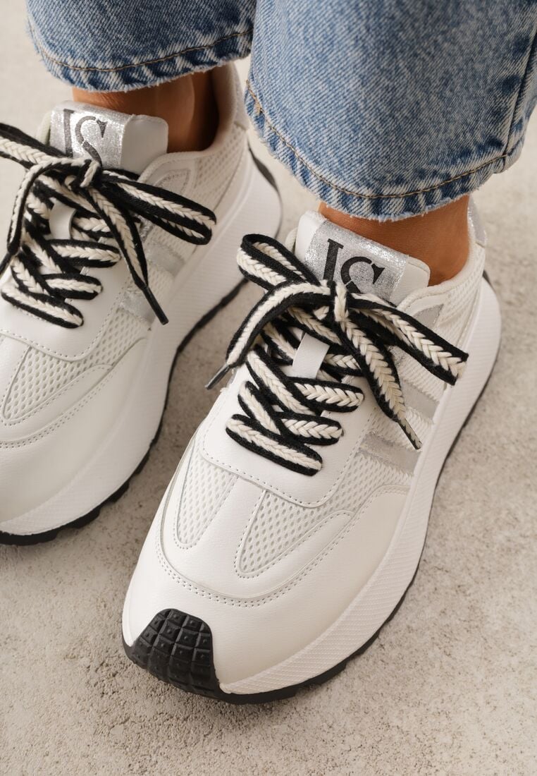 Białe Sneakersy VICES w Stylu Streetwearowym na Grubej Podeszwie Ilinatea 3