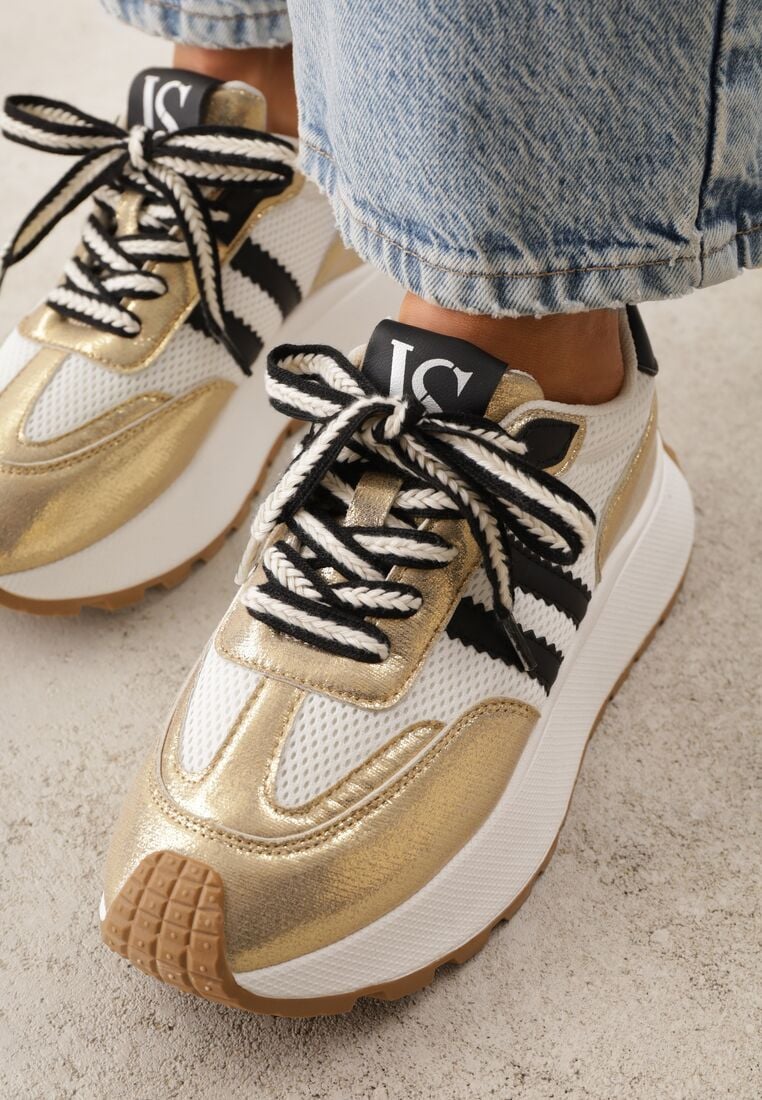 Złote Sneakersy VICES w Stylu Streetwearowym na Grubej Podeszwie Ilinatea 3