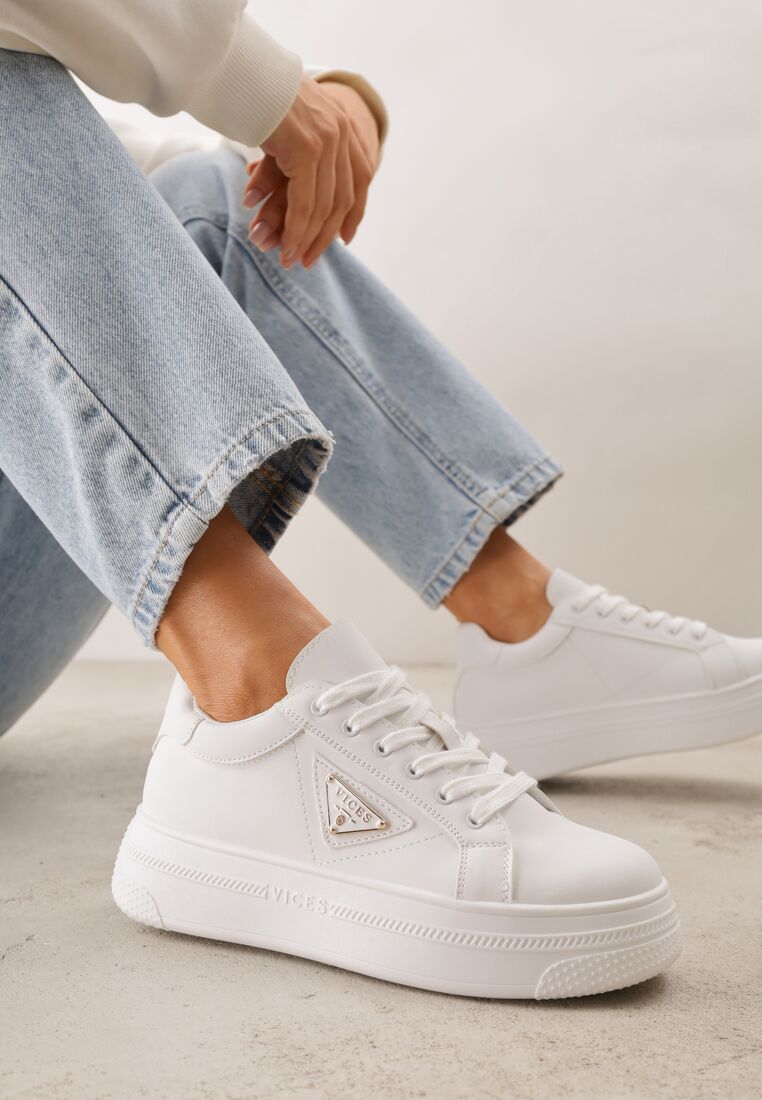 Białe Sneakersy VICES na Grubej Podeszwie z Bieżnikiem Zdobionej Gwiazdką Natevia 2