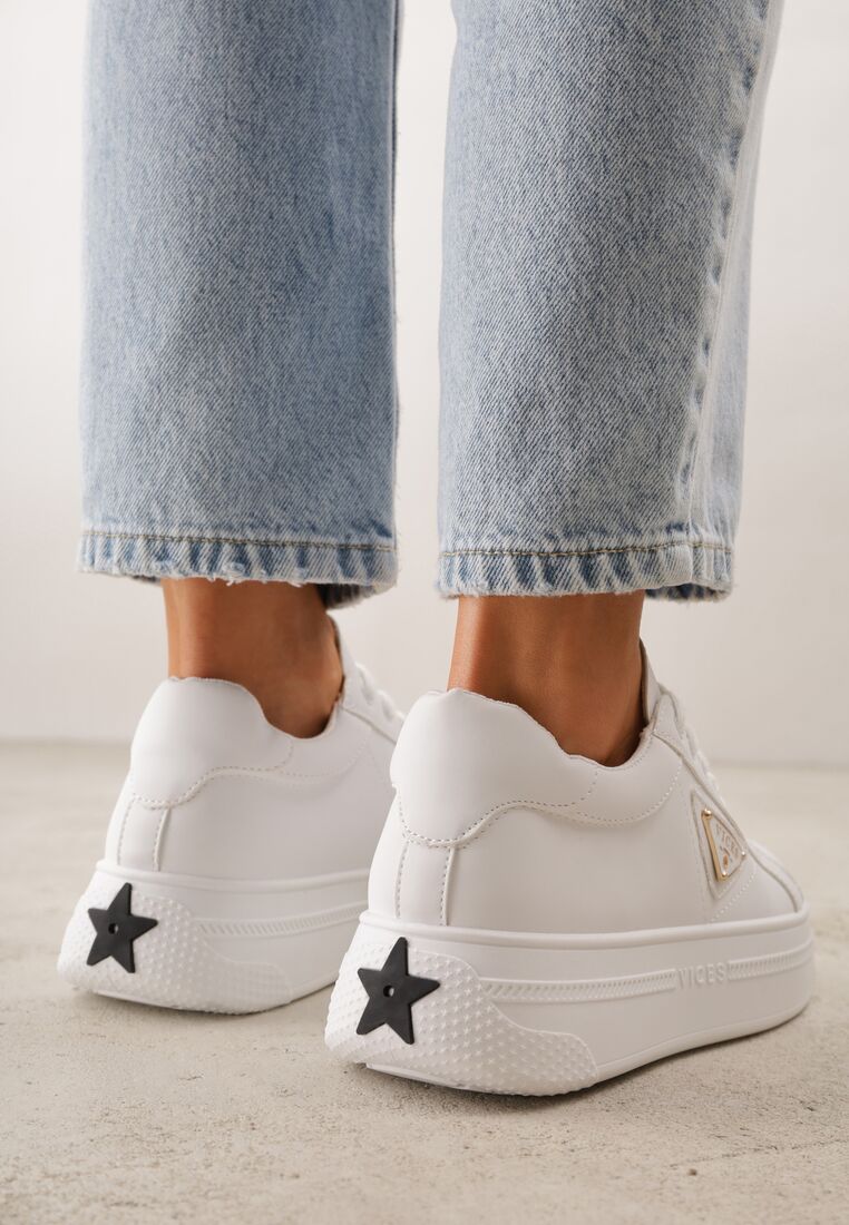 Białe Sneakersy VICES na Grubej Podeszwie z Bieżnikiem Zdobionej Gwiazdką Natevia 3