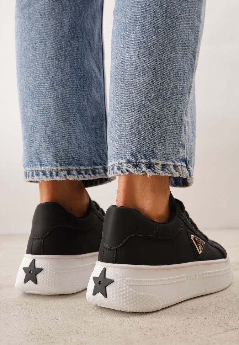 Czarne Sneakersy VICES na Grubej Podeszwie z Bieżnikiem Zdobionej Gwiazdką Natevia 3