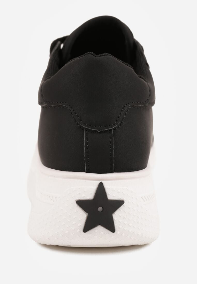 Czarne Sneakersy VICES z Metaliczną Wstawką Perforacją i Gwiazdą Edanatia 9