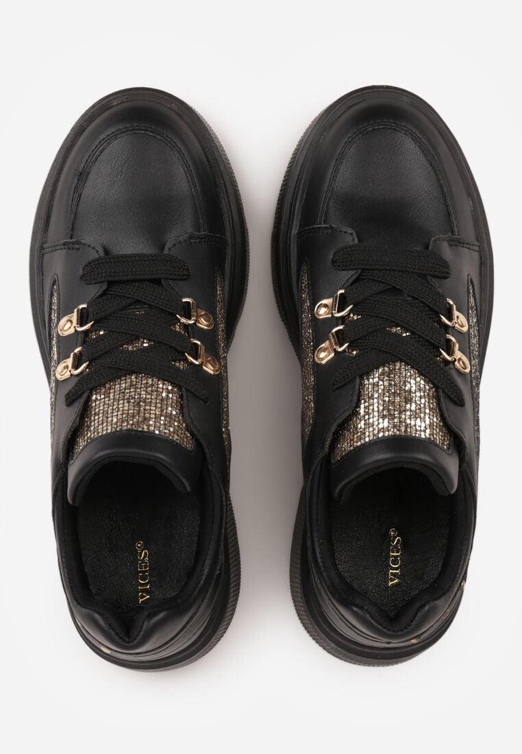 Czarne Sneakersy VICES na Koturnie z Brokatem Elanatale 6