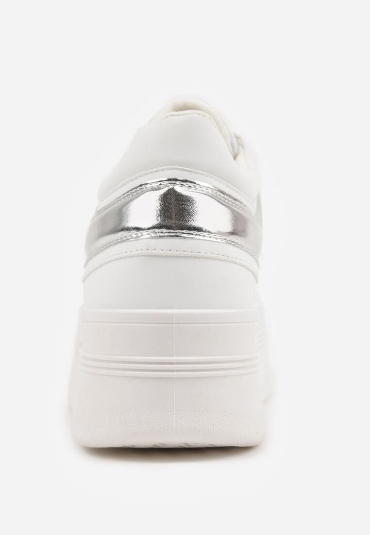 Biało-Srebrne Sneakersy VICES na Grubej Podeszwie z Przeszyciami i Tłoczeniem Berolle 8