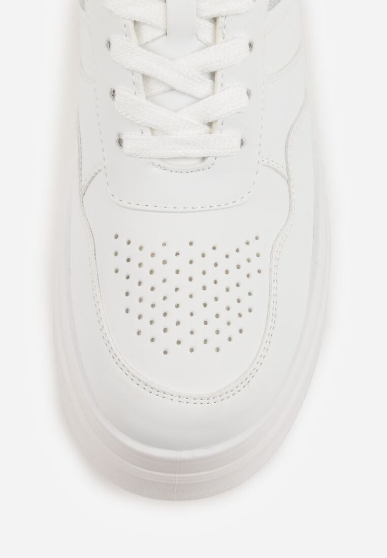Biało-Srebrne Sneakersy VICES na Grubej Podeszwie z Przeszyciami i Tłoczeniem Berolle 9