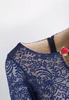 Granatowo_Beżowa Sukienka Roses Detail