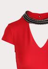 Czerwona Sukienka Beaded Collar