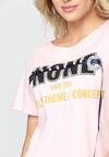 Różowy T-shirt None