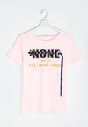 Różowy T-shirt None