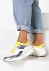 Biało-Żółte Skórzane Sneakersy Metiomine