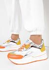 Biało-Pomarańczowe Sneakersy Aeleonoire