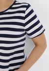 Granatowo-Biały T-shirt Lameriye