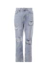 Niebieskie Jeansy Mom Fit z Paskiem Callaste