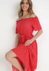 Czerwona Sukienka z Wiskozy Typhice