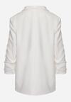 Biała Marynarka Bez Zapięć z Ozdobnym Marszczeniem i Imitacją Kieszeni Phelotis
