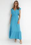 Niebieska Sukienka z Wiskozy Aserus