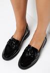 Czarne Mokasyny ze Skórzaną Wkładką Henny