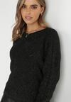 Czarny Sweter z Metaliczną Nitką Floy