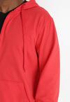 Czerwona Bluza z Kapturem Zapinana na Suwak Svane