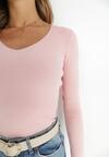 Różowy Sweter Prążkowany Tekko