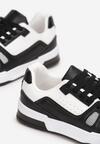 Czarno-Białe Sneakersy Sznurowane z Ekoskóry Kella