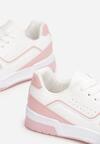 Biało-Różowe Sneakersy Sznurowane z Ekoskóry Kella