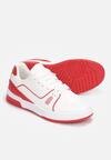 Biało-Czerwone Sneakersy Sznurowane z Ekoskóry Kella
