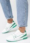 Biało-Zielone Sneakersy Sznurowane z Ekoskóry Kella