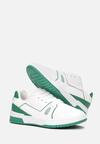 Biało-Zielone Sneakersy Sznurowane z Ekoskóry Kella