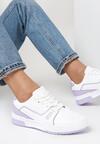 Biało-Fioletowe Sneakersy Sznurowane z Ekoskóry Kella