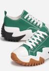 Zielone Sneakersy na Platformie z Wypustkami Iszadel