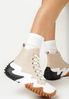 Ciemnobeżowe Sneakersy za Kostkę na Platformie z Wypustkami Dunos
