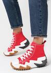Czerwone Sneakersy za Kostkę na Platformie z Wypustkami Dunos